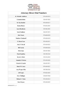 Attorney Direct Dial Numbers 4878 4432 9717 v.2